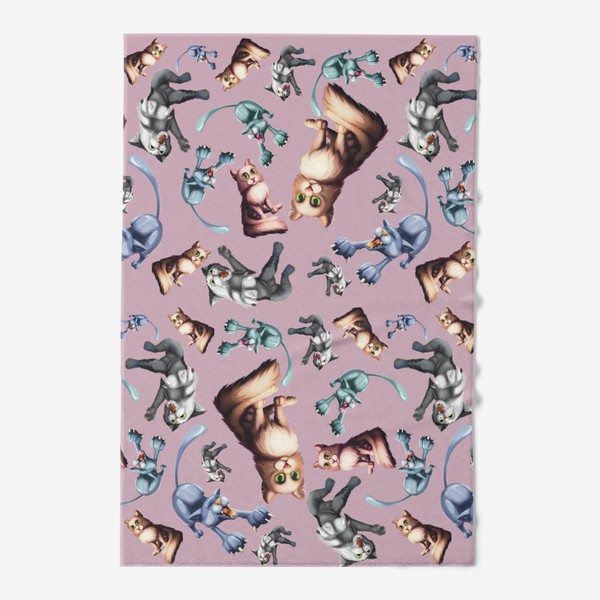 Полотенце «Котики на розовом»