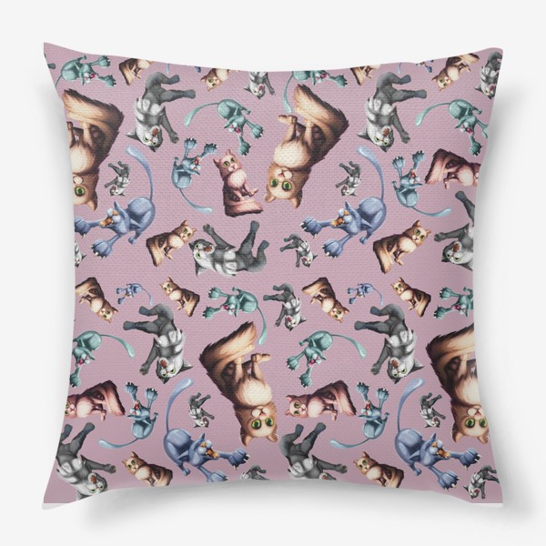 Подушка «Котики на розовом»