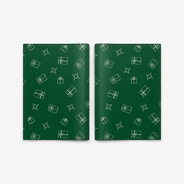 Обложка для паспорта «новогодний узор на зеленом. скатерть»
