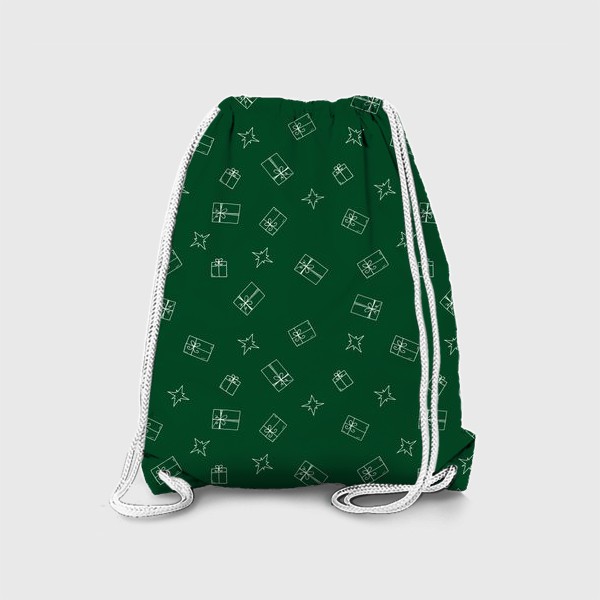 Рюкзак «новогодний узор на зеленом. скатерть»