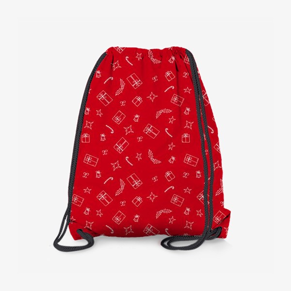 Рюкзак «новогодний узор на красном. скатерть»