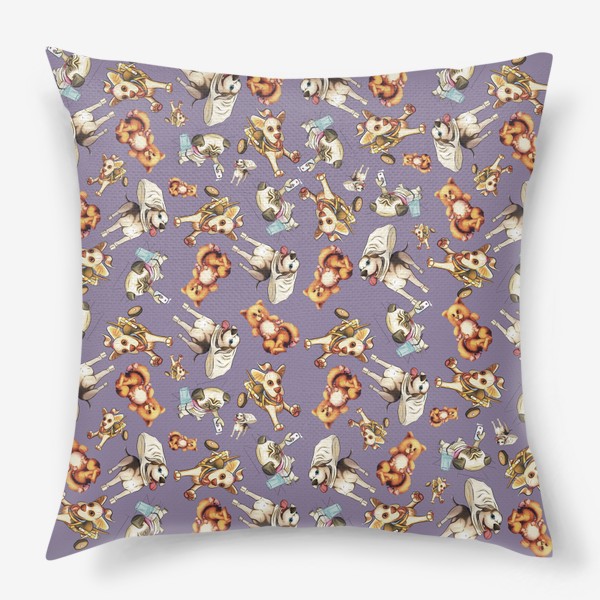 Подушка «Собачки на фиолетовом »