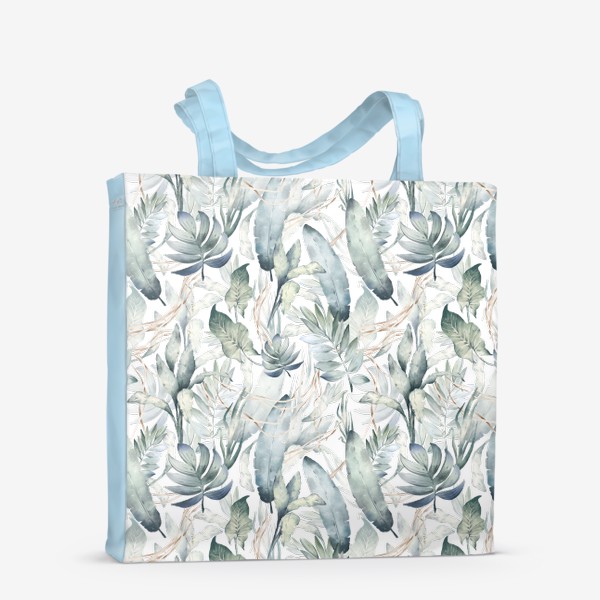 Сумка-шоппер «Тропический фон с экзотическими листьями, лианами. Зеленые джунгли»