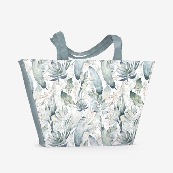 Пляжная сумка &laquo;Тропический фон с экзотическими листьями, лианами. Зеленые джунгли&raquo;