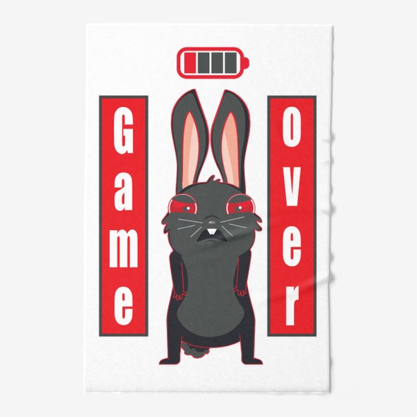 Полотенце «Черный кролик game over»