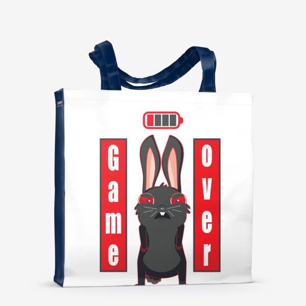 Сумка-шоппер «Черный кролик game over»