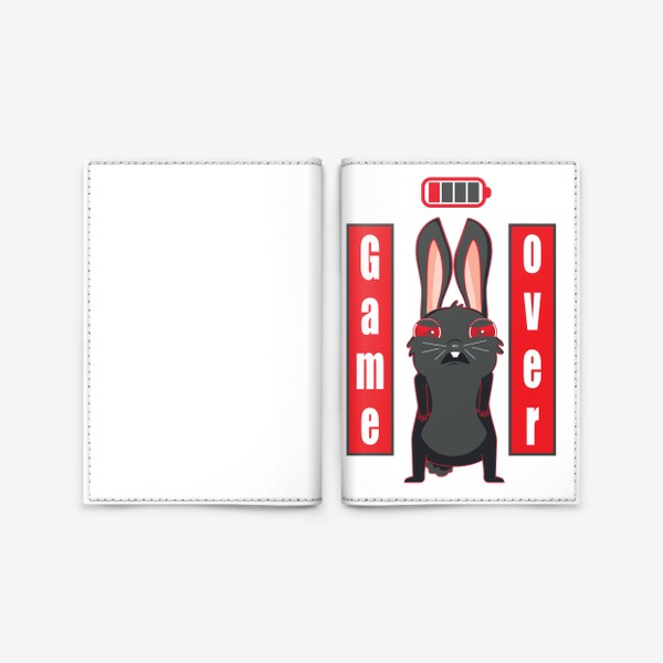 Обложка для паспорта «Черный кролик game over»