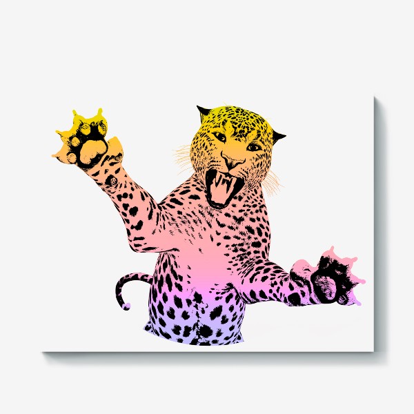 Холст «Атакующий леопард»