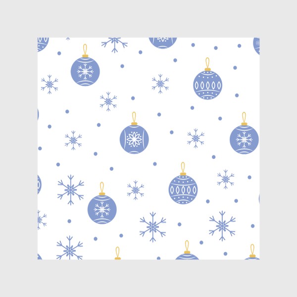 Скатерть «Голубые новогодние шарики со снежинками »