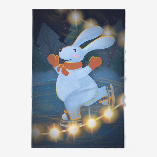 Полотенце «Кролик на коньках - символ нового года»