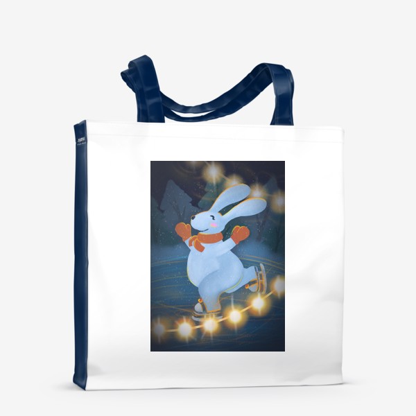Сумка-шоппер «Кролик на коньках - символ нового года»