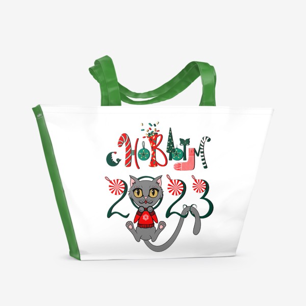 Пляжная сумка «С Новым годом кота»