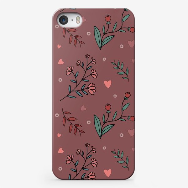 Чехол iPhone «Травы ягоды паттерн»