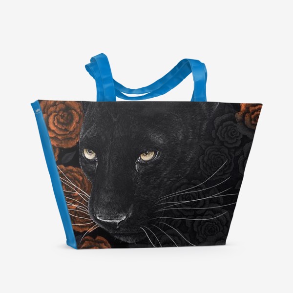 Пляжная сумка «Пантера в розах»