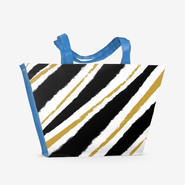 Пляжная сумка «Чёрные и жёлтые полосы. Минимализм»
