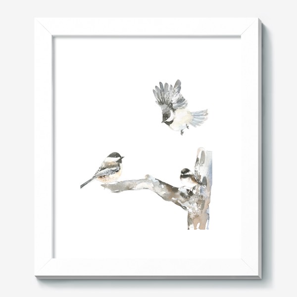 Картина «Акварельные птицы иллюстрация, винтажный принт »