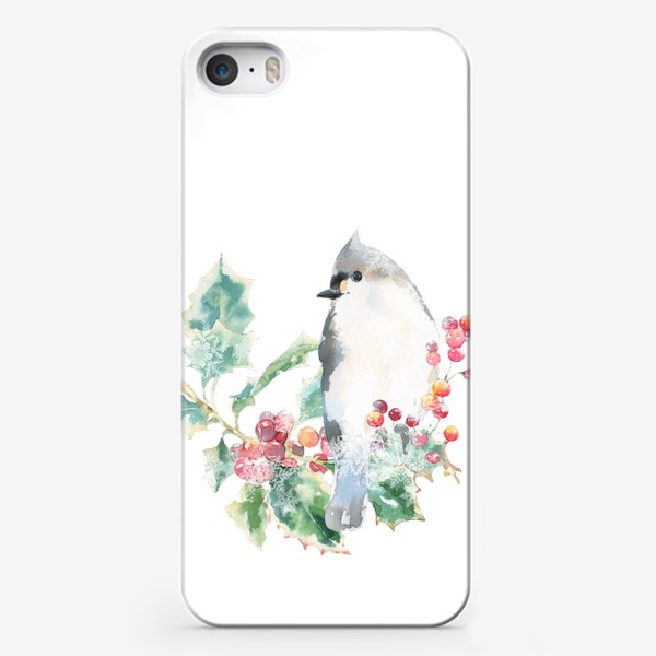 Чехол iPhone «Акварельная  иллюстрация птичка, Рождественский винтажный принт птица»