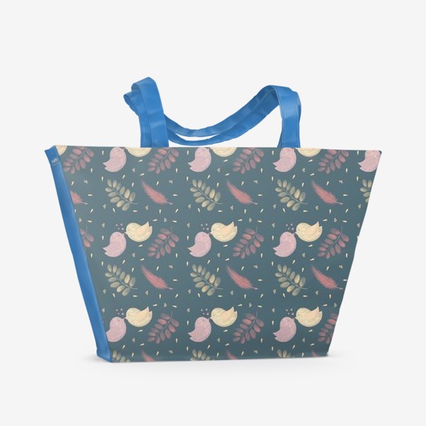 Пляжная сумка «Влюбленные птички паттерн»