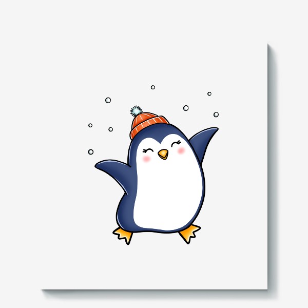 Холст «Пингвин радуется снегу»