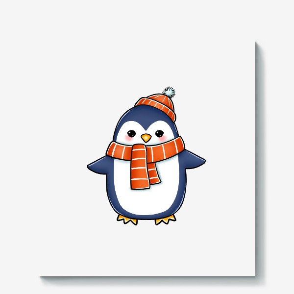 Холст «Пингвин в шапке и шарфике»