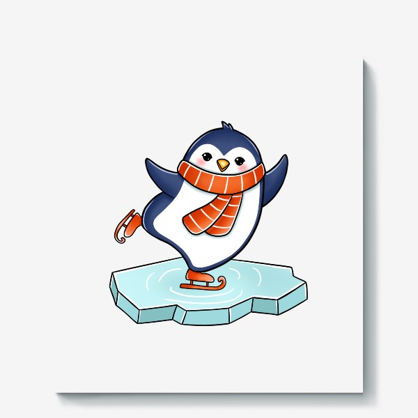Холст «Пингвин катается на коньках»