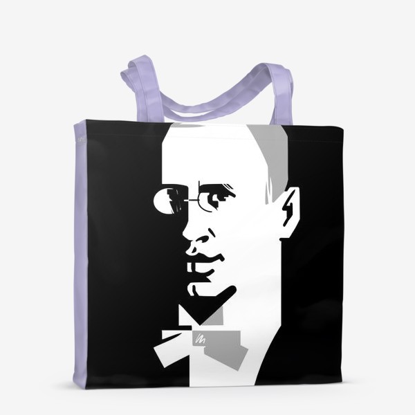Сумка-шоппер &laquo;Сергей Прокофьев, черно-белый графический портрет композитора в стиле Ар-Деко&raquo;
