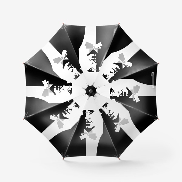 Зонт &laquo;Сергей Прокофьев, черно-белый графический портрет композитора в стиле Ар-Деко&raquo;