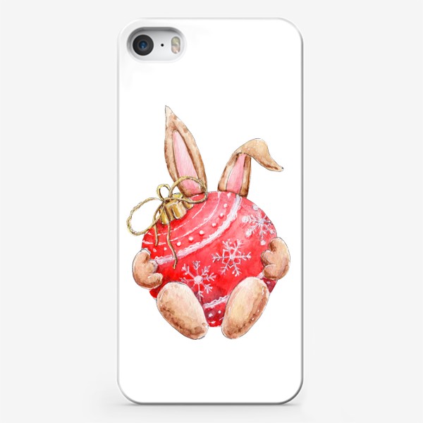Чехол iPhone «Кролик с шариком, серия Ушастые, Новый год 2023»