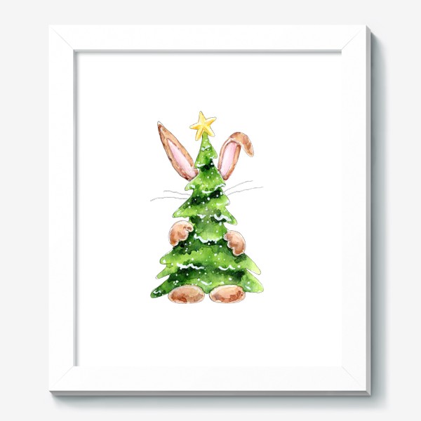 Картина «Кролик с елкой, серия Ушастые, Новый год 2023»