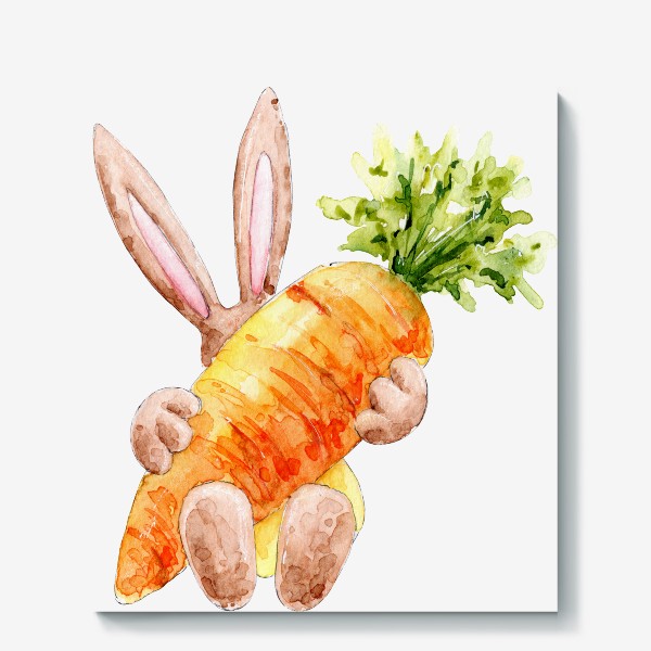 Холст «Зайка с морковкой, серия Ушастые, Новый год 2023»
