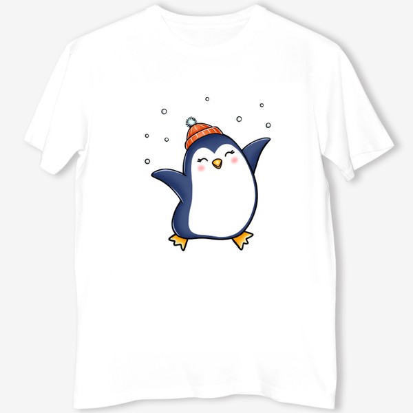 Футболка «Пингвин радуется снегу»