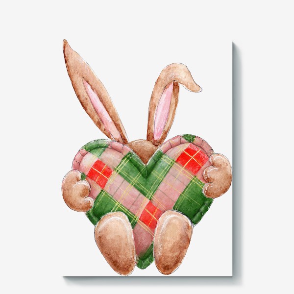 Холст «Кролик с сердечком, серия Ушастые, Новый год 2023»