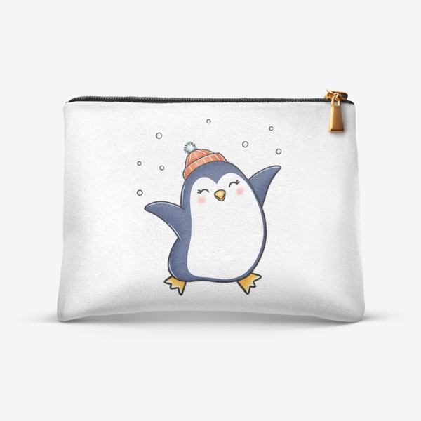 Косметичка «Пингвин радуется снегу»
