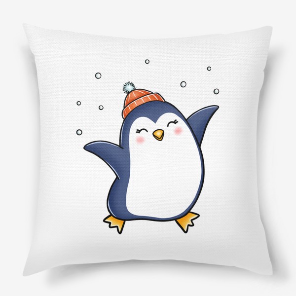 Подушка «Пингвин радуется снегу»