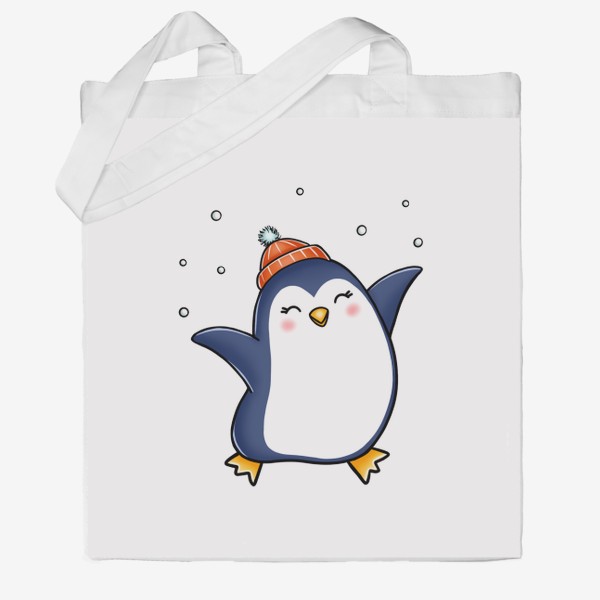 Сумка хб «Пингвин радуется снегу»
