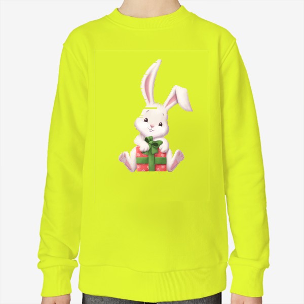 Свитшот «Кролик с подарком на новый год»