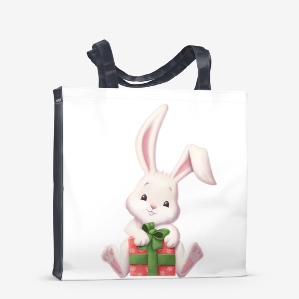 Сумка-шоппер «Кролик с подарком на новый год»