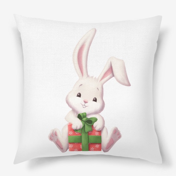 Подушка «Кролик с подарком на новый год»