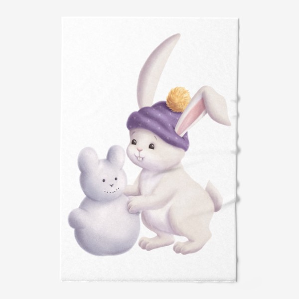 Полотенце &laquo;Кролик и снеговик&raquo;
