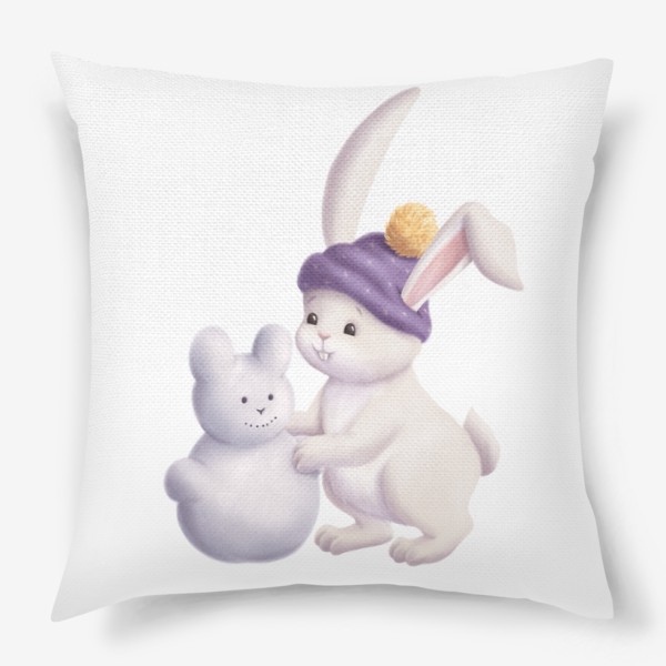 Подушка «Кролик и снеговик»