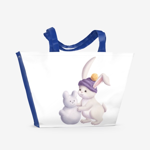 Пляжная сумка «Кролик и снеговик»