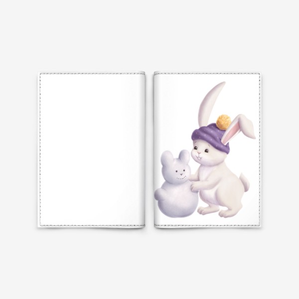 Обложка для паспорта «Кролик и снеговик»