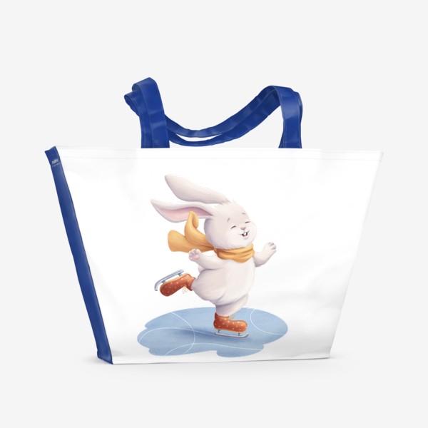 Пляжная сумка «Кролик катается на коньках»