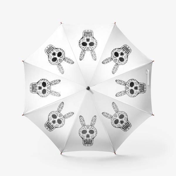 Зонт «Мексиканский череп с завитушками и цветами. Кролик, заяц. Калавера»