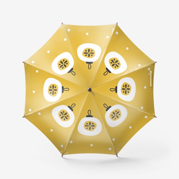 Зонт «Елочная игрушка на желтом фоне. Новогодний принт»