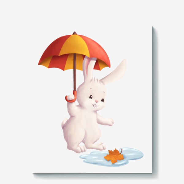 Холст «Кролик под зонтиком»
