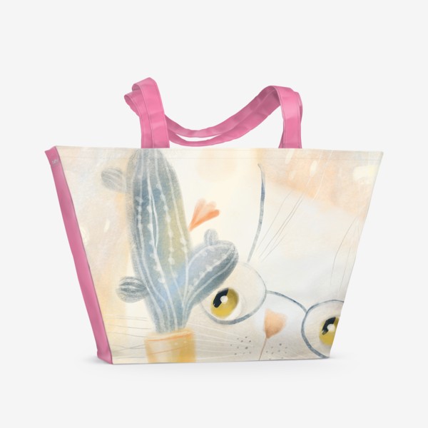 Пляжная сумка «Кактус и кот»