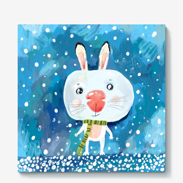 Холст «Кролик в снегу»