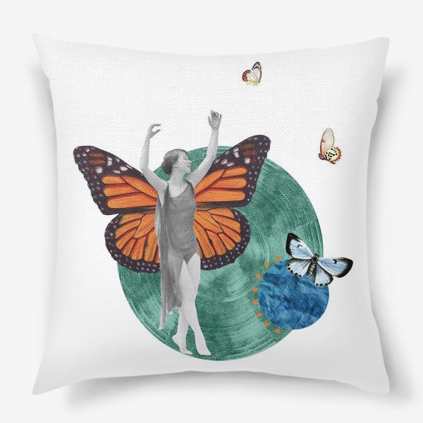 Подушка «Полет бабочки. Коллаж.»