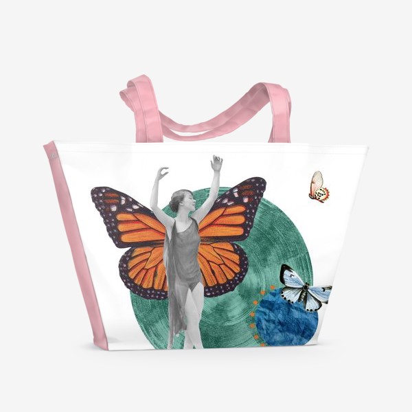 Пляжная сумка «Полет бабочки. Коллаж.»